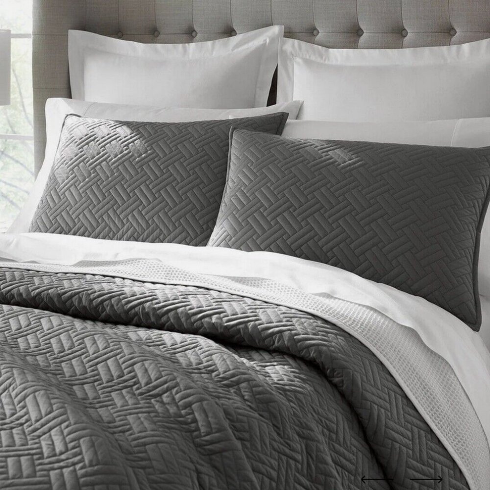 Boll & Branch Stone Signature Basketweave Quilt Organic Cotton Full/queen Set